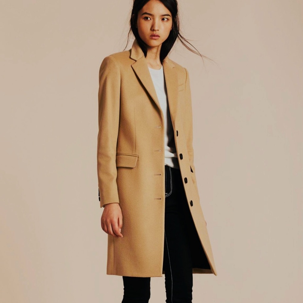 Burberry Wool Cashmere Tailored Coat in Camel US 6